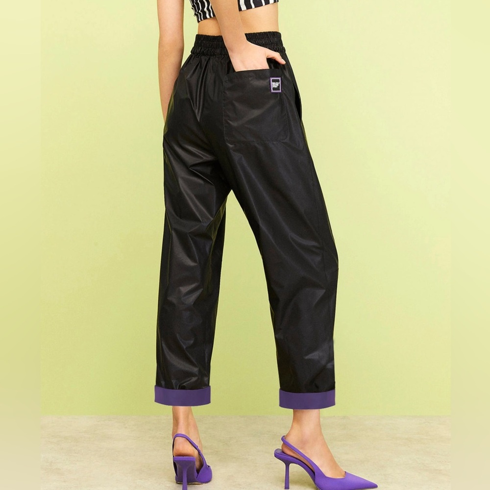 Nocturne Black and Purple windbreaker high waisted jogger Women's Pants - XS